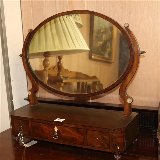 A Regency mahogany toilet mirror, W.63cm